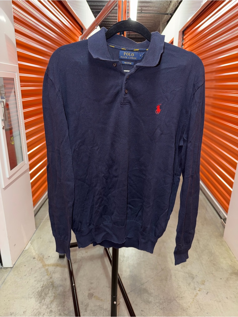Ralph Lauren Navy Long-Sleeve Polo with Red Pony